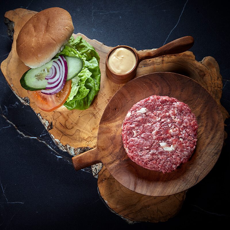 #14 150 gr Piparosta hamborgari með öllu